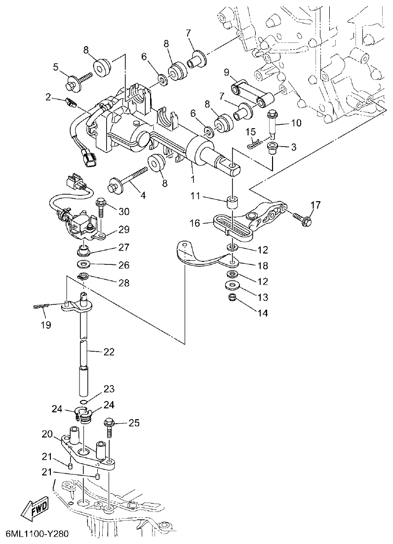Yamaha F350BST, FL350BST CONTROL parts diagram